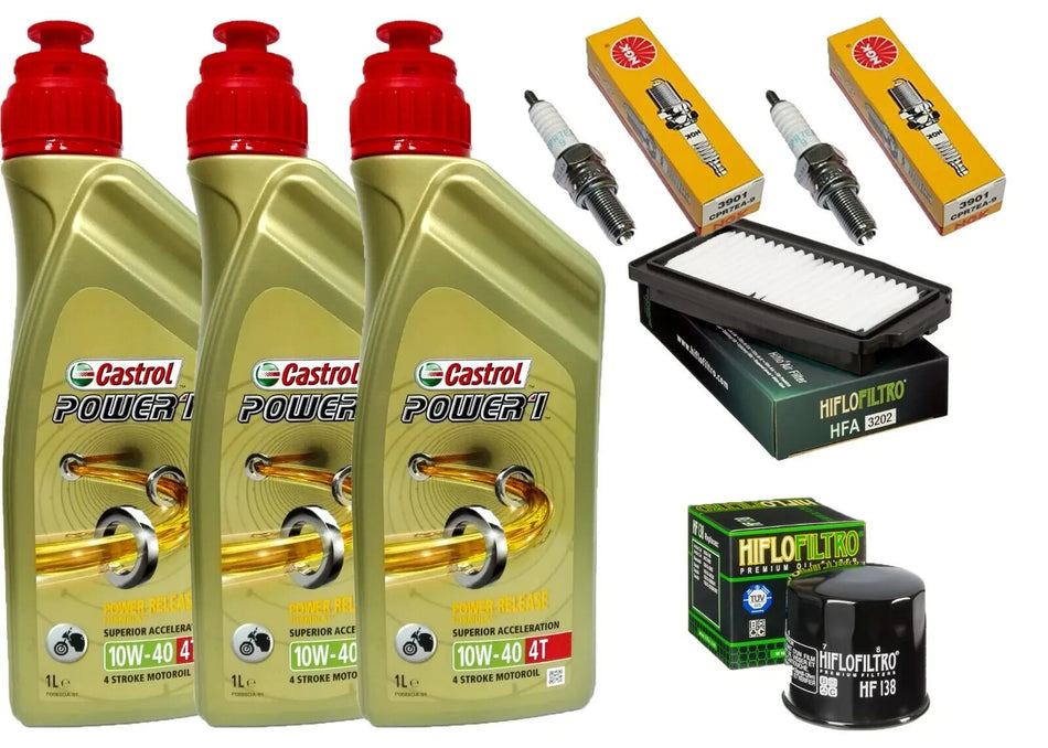 KIT/TAGLIANDO SUZUKI DL 250 V-STROM 2018 2020 CASTROL 10W40 F. OLIO ARIA CANDELE