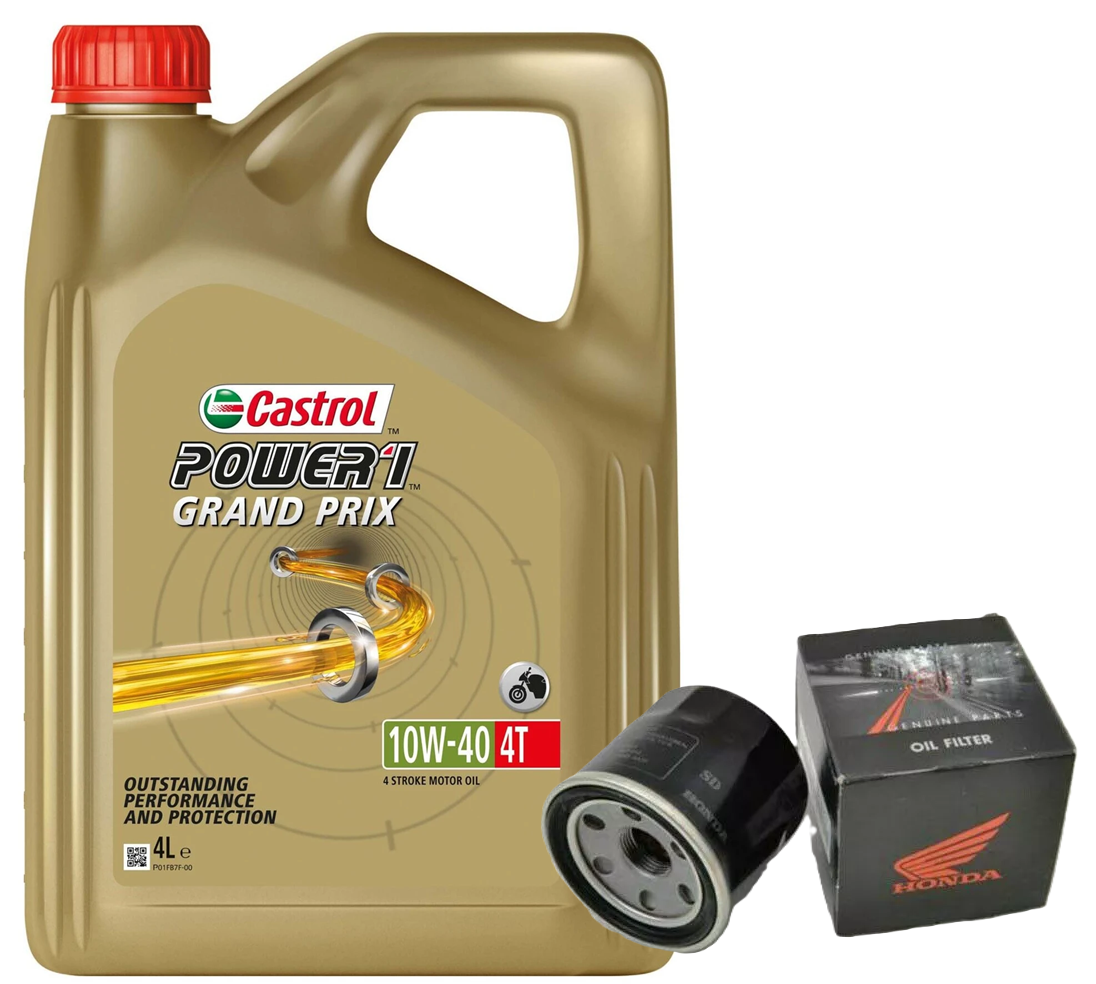 KIT TAGLIANDO HONDA  CASTROL POWER 1 10W40 GRAND PRIX FILTRO OLIO ORIGINALE