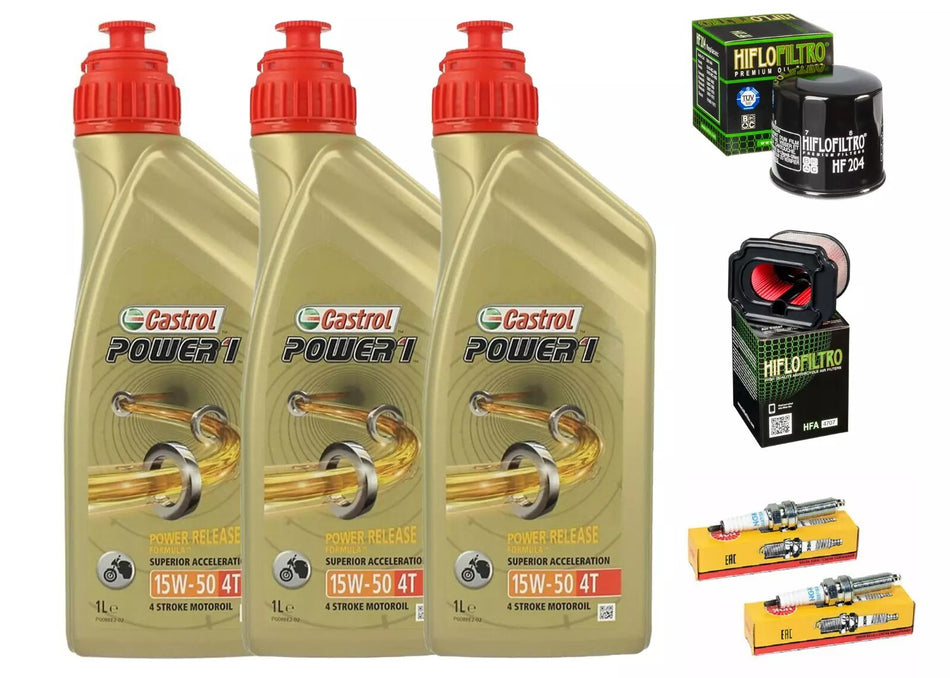 KIT/TAGLIANDO YAMAHA MT-07 CAGE ABS 2015/2016 CASTROL 15W50 F. OLIO ARIA CANDELE