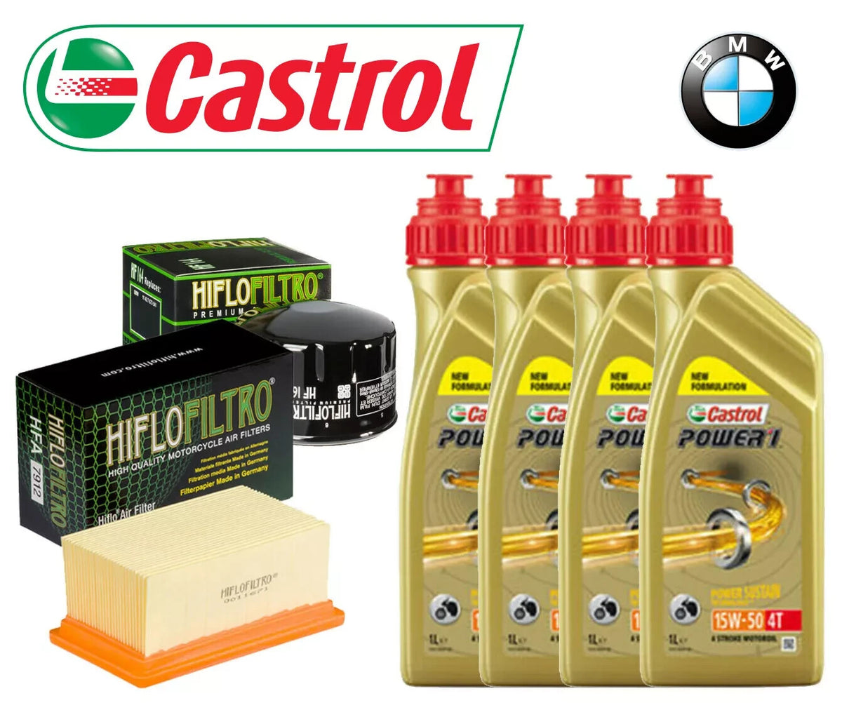 KIT/TAGLIANDO BMW-R- 1200-GS 2008 1200 4 LITRI CASTROL 15W50 FILTRI OLIO ARIA