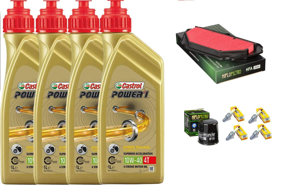 KAWASAKI ZX636 NINJIA 2013 2020 TAGLIANDO CASTROL 10W40 FILTRO ARIA OLIO CANDELE