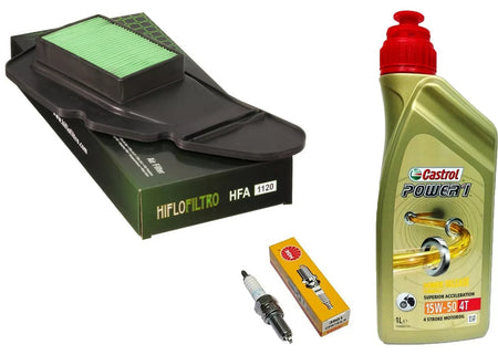 KIT/TAGLIANDO HONDA PCX/125 2012 2018 CASTROL 15W50 FILTRO ARIA HIFLO CANDELA