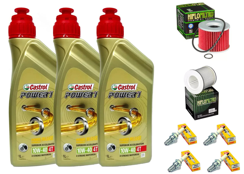 KIT/TAGLIANDO YAMAHA FZ 750 CASTROL POWER 1 10W40 FILTRO OLIO ARIA CANDELE MOTO