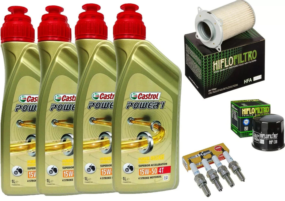 KIT/TAGLIANDO SUZUKI GSX 750 1998/2002 CASTROL 15W50 FILTRO ARIA OLIO CANDELE