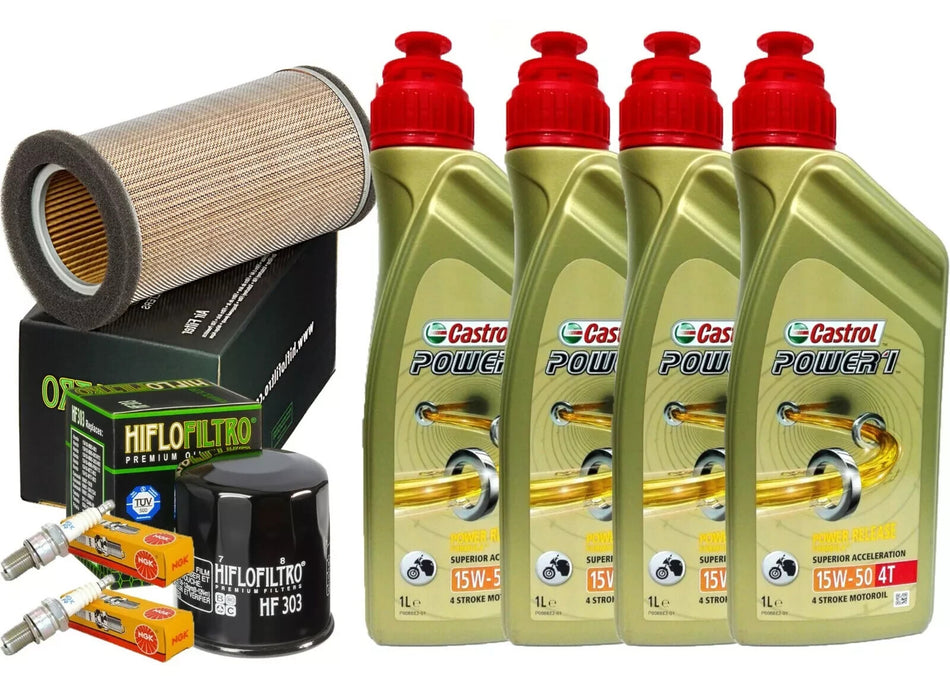 KIT/TAGLIANDO KAWASAKI ER-500 1996 2000 CASTROL 15W50 FILTRO OLIO ARIA CANDELE