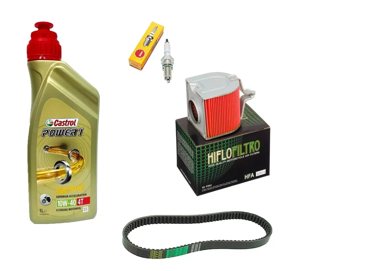 KIT/TAGLIANDO HONDA CN/250 FILTRO ARIA CANDELA OLIO CASTROL 10W40 CINGHIA BANDO
