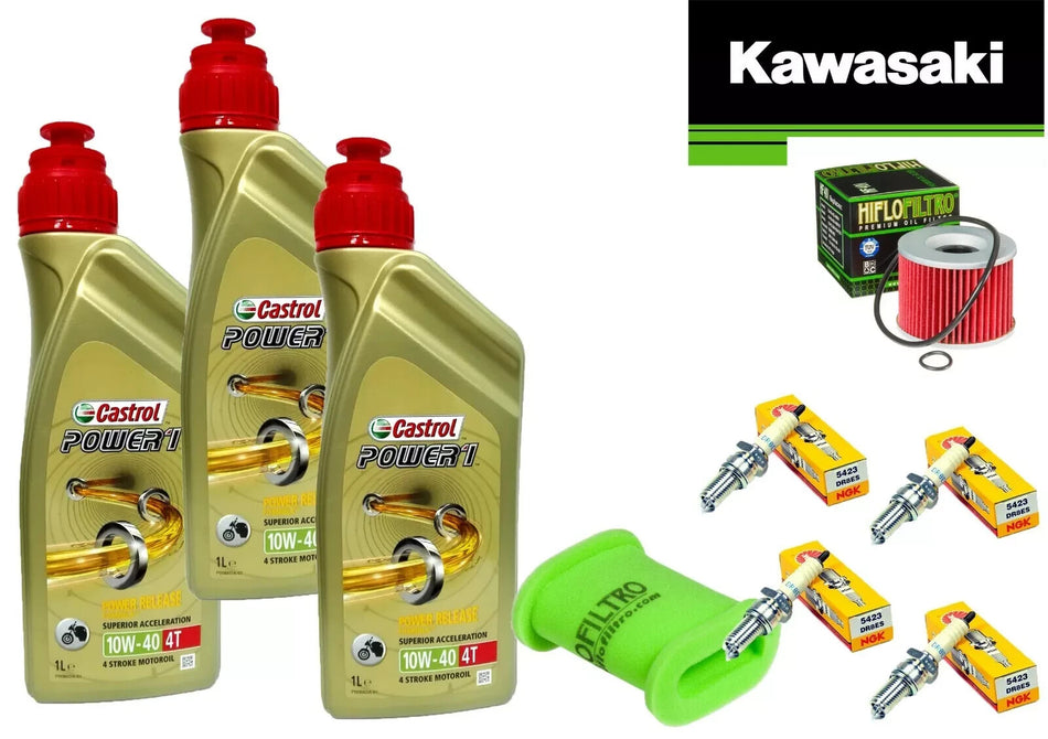 KIT/TAGLIANDO KAWASAKI  ZX/600 1988/2000 CASTROL 10W40 FILTRO OLIO ARIA CANDELE