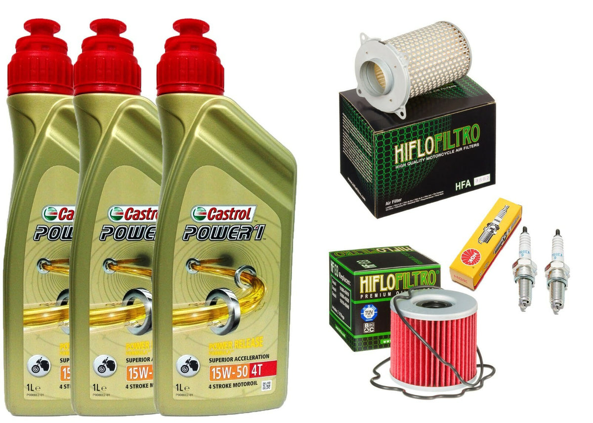 KIT TAGLIANDO SUZUKI GS 500 1988 /2010 CASTROL 15W50 FILTRO ARIA OLIO CANDELE