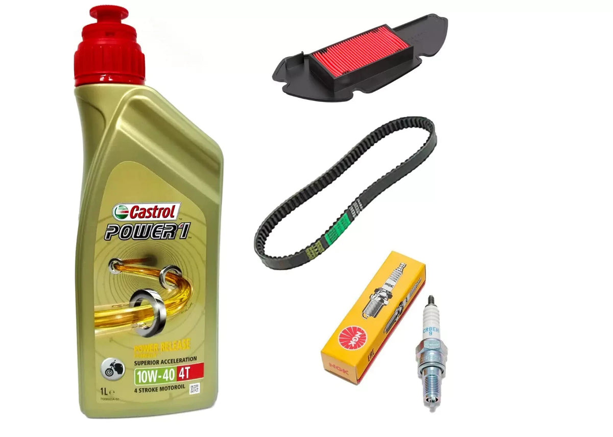 KIT/TAGLIANDO HONDA NES/SH/125/150 CASTROL 10W40 FILTRO ARIA CANDELA CINGHIA