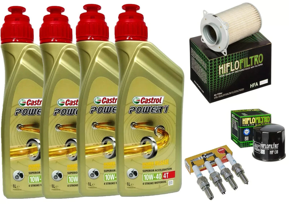 KIT/TAGLIANDO SUZUKI GSX W Y 750 1998/02 CASTROL 10W40 FILTRO ARIA OLIO CANDELE