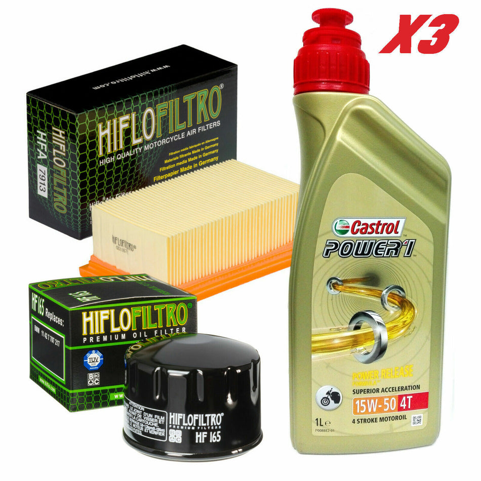 TAGLIANDO BMW F/800/GS 2012/2016 KIT FILTRO OLIO ARIA CASTROL POWER1 15W-50 MOTO