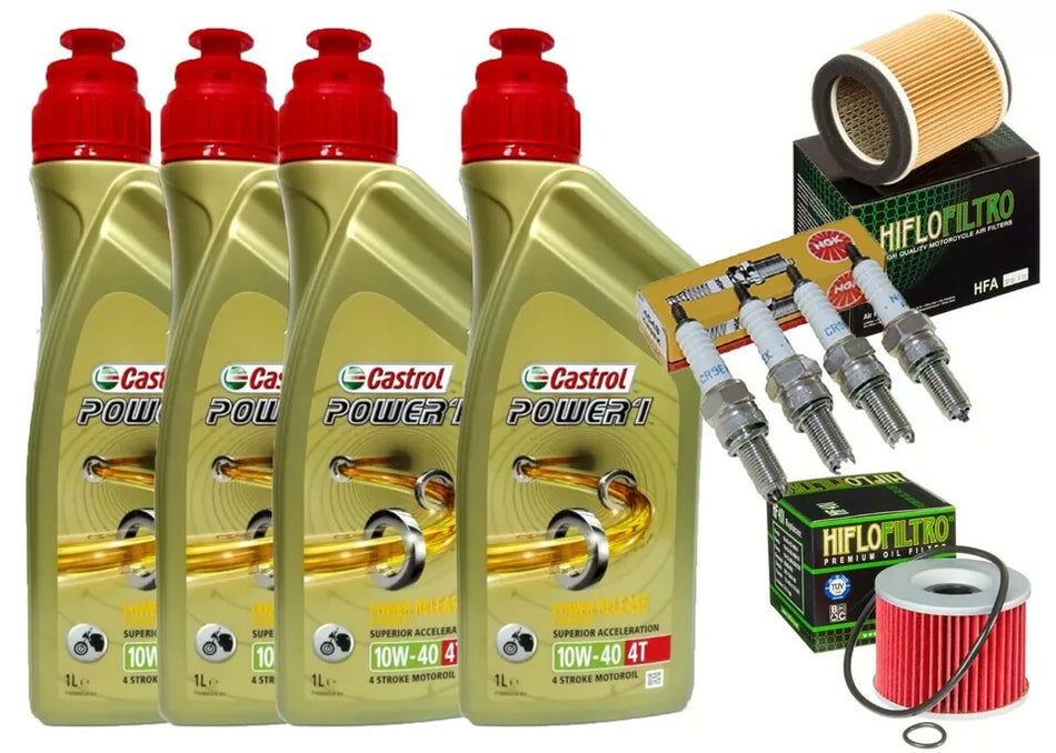 KIT TAGLIANDO KAWASAKI ZRX 1200 01/06 CASTROL 10W40 FILTRO OLIO ARIA CANDELE