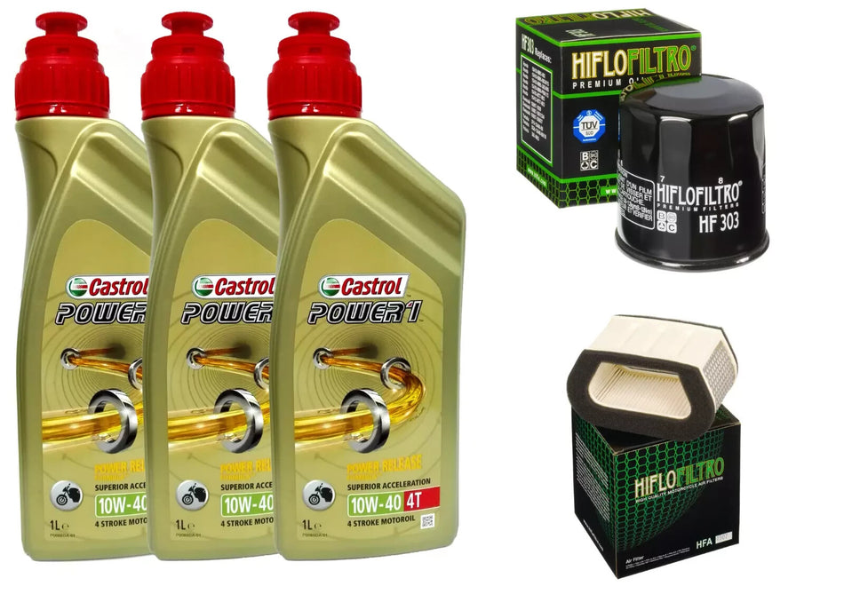 KIT/TAGLIANDO YAMAHA YZF R1 1000 1998/01 CASTROL POWER 1 10W40 FILTRO OLIO ARIA