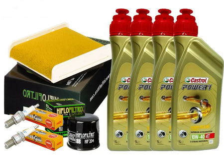 Kit tagliando Castrol 10W40 filtro olio aria candele PER KAWASAKI GPZ 500 S 2003