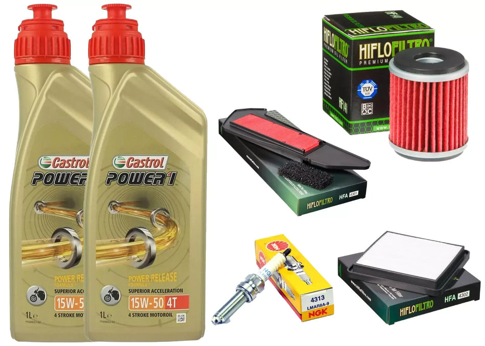 TAGLIANDO Yamaha CZD 300 A X-Max 2017/18 CASTROL 15W50 FILTRI OLIO ARIA CANDELE