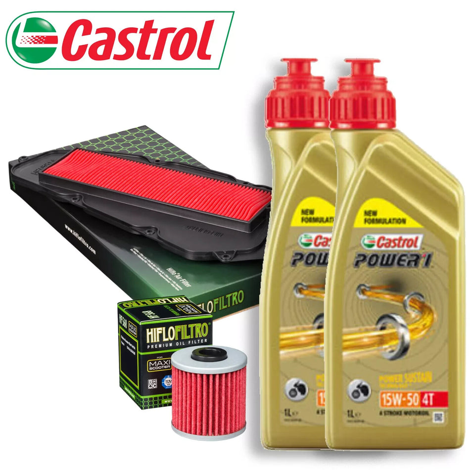 KYMCO XCITING 400i KIT TAGLIANDO CASTROL POWER 1 15W50 FILTRO OLIO ARIA
