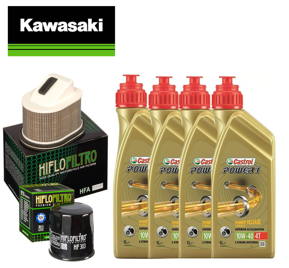 KIT/TAGLIANDO KAWASAKI Z/750 2011/2012 CASTROL POWER 1 10W40 FILTRO OLIO ARIA