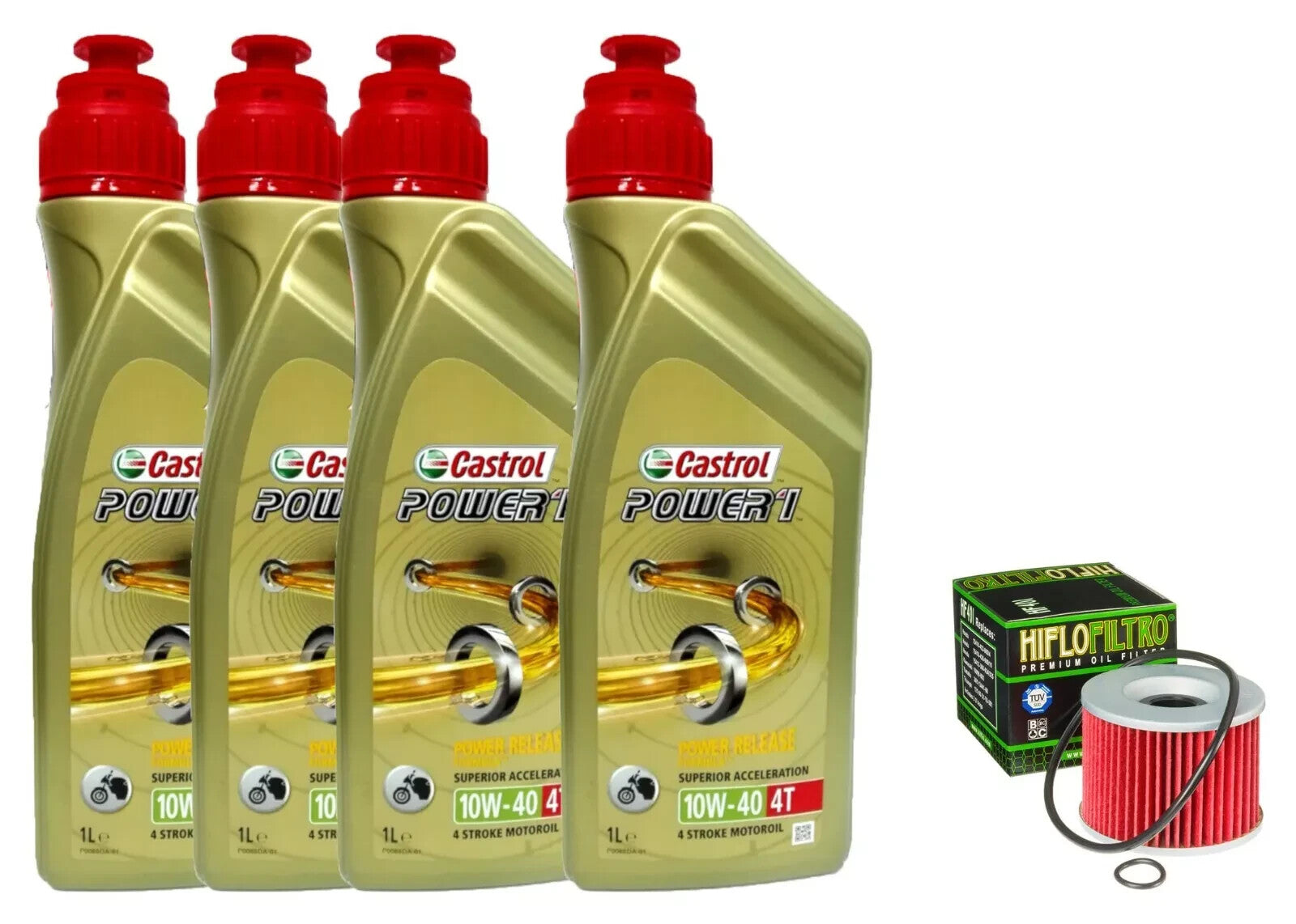 Kit tagliando 4L Castrol Power 1 10W40 filtro olio HifloFiltro HF401