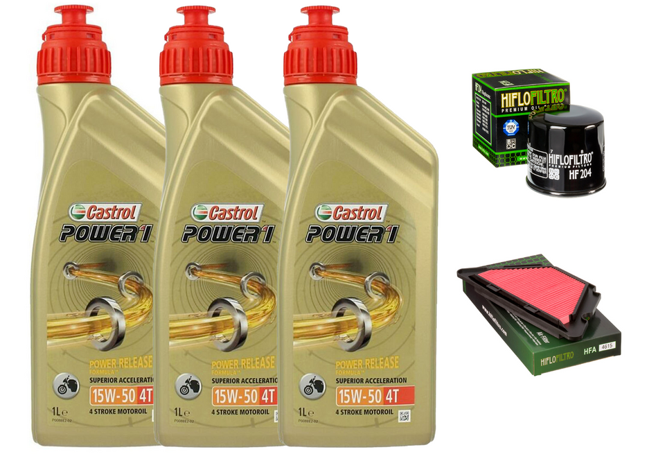 KIT/TAGLIANDO YAMAHA XJ6 600 DIVERSION 3L CASTROL POWER 1 15W50 FILTRO OLIO ARIA