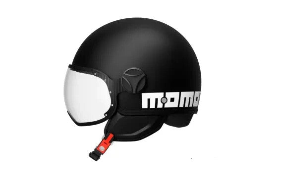 CASCO JET MOMO DESIGN FGTR CLASSIC NERO OPACO BIANCO TAGLIA L