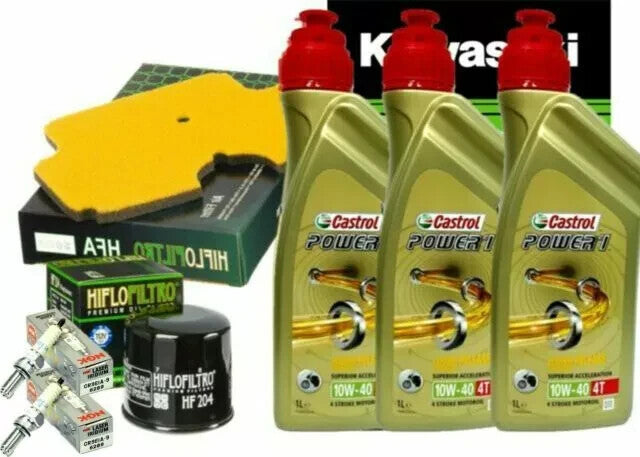 KIT TAGLIANDO CASTROL POWER 1 10W40 FILTRO OLIO ARIA CANDELE KAWA ER-6F 650 2006
