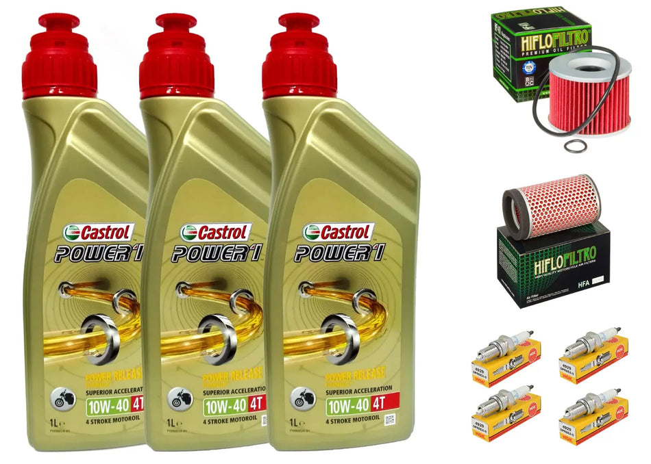 KIT/TAGLIANDO PER YAMAHA XJR 1300 CASTROL POWER 1 10W40 FILTRO OLIO ARIA CANDELE
