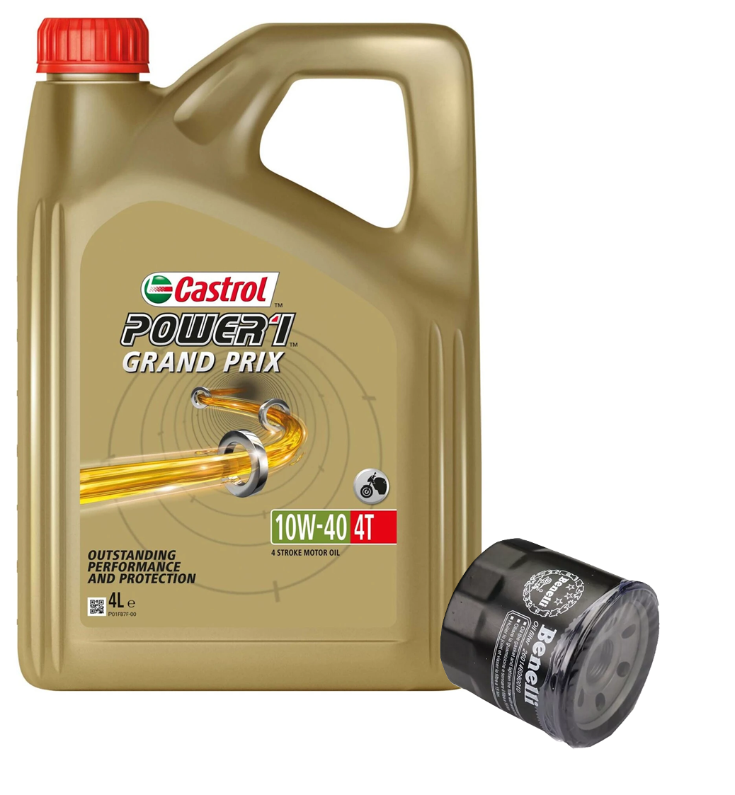 KIT TAGLIANDO BENELLI 500 CASTROL POWER 1 GRAND PRIX 10W40 FILTRO OLIO ORIGINALE