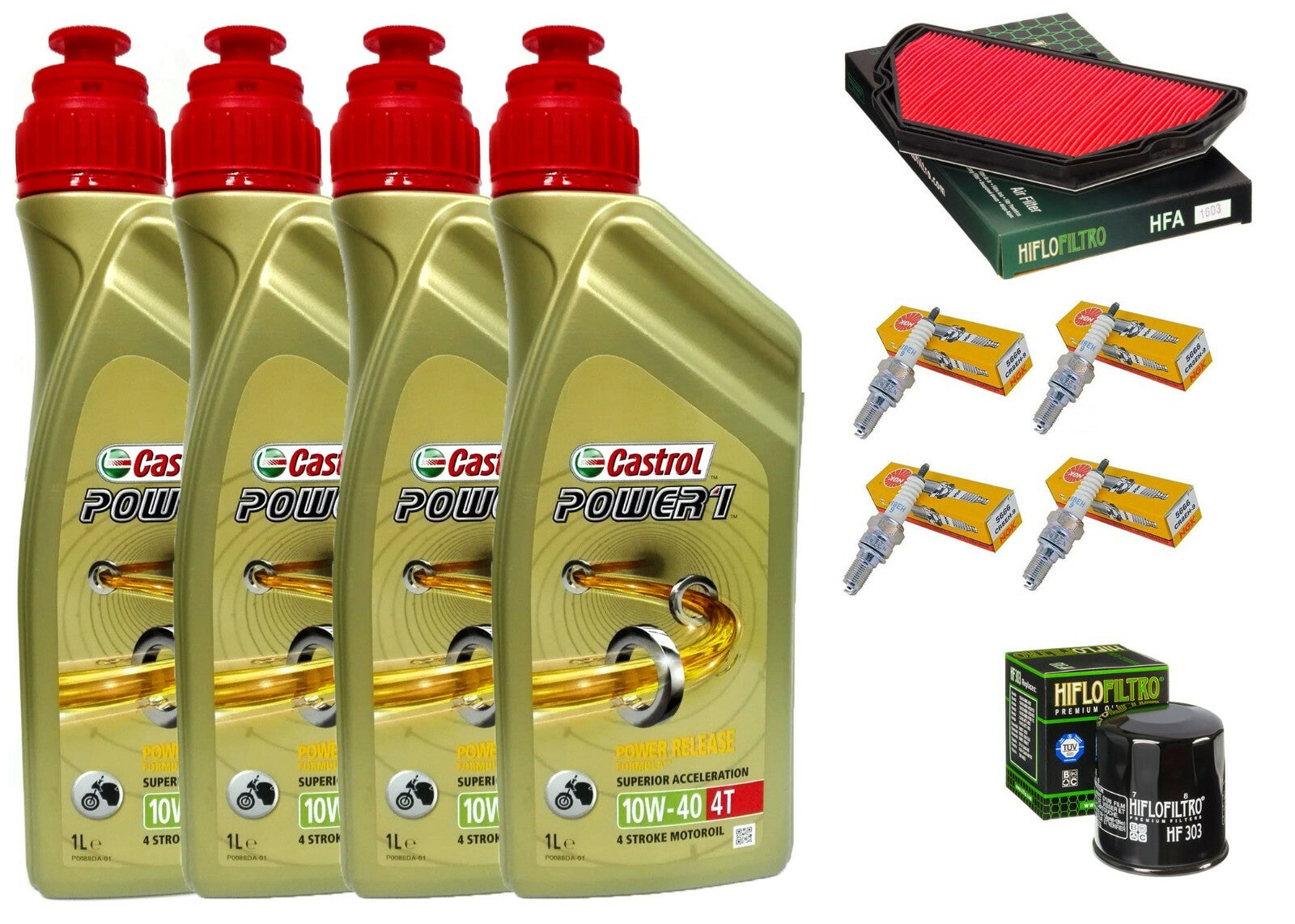 KIT/TAGLIANDO HONDA CBR 600 F 1999 2000 CASTROL 10W40 FILTRI ARIA OLIO CANDELE