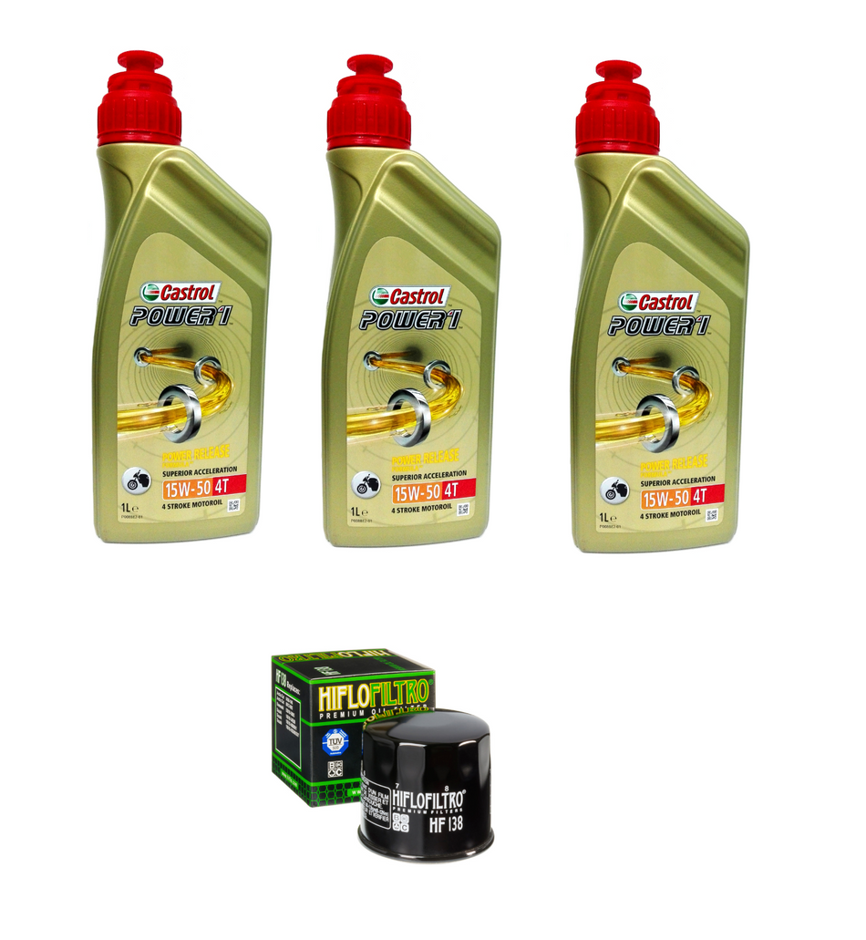 Kit tagliando 3L Castrol Power 1 15W50 filtro olio HifloFiltro HF138  SUZUKI
