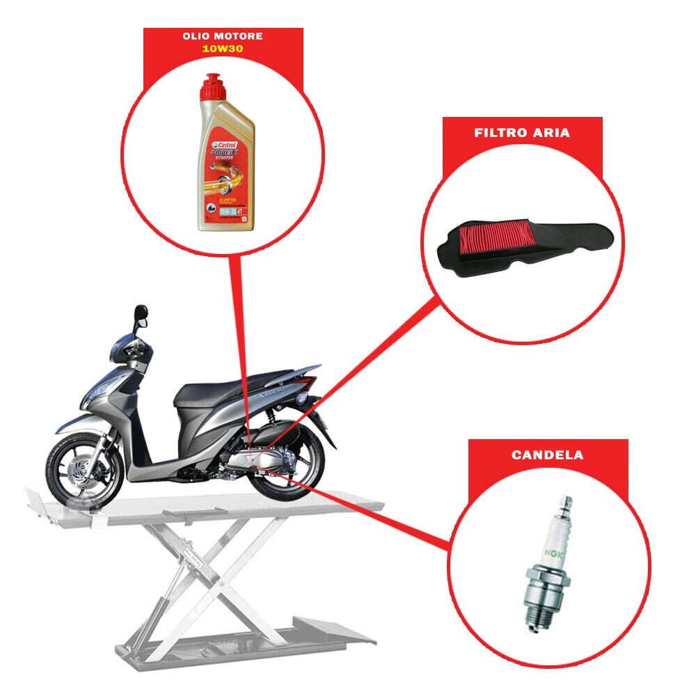 Tagliando Honda NSC 110 Vision 2017 Castrol Power 10W40 Olio Filtro Aria Candela