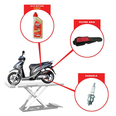 Tagliando Honda NSC 110 Vision 2017 Castrol Power 10W40 Olio Filtro Aria Candela