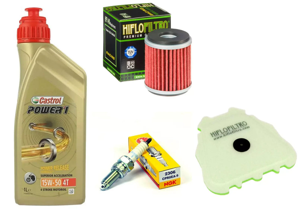 KIT/TAGLIANDO YAMAHA YZ/450 F/J 2018 CASTROL 15W50 FILTRO OLIO ARIA CANDELA