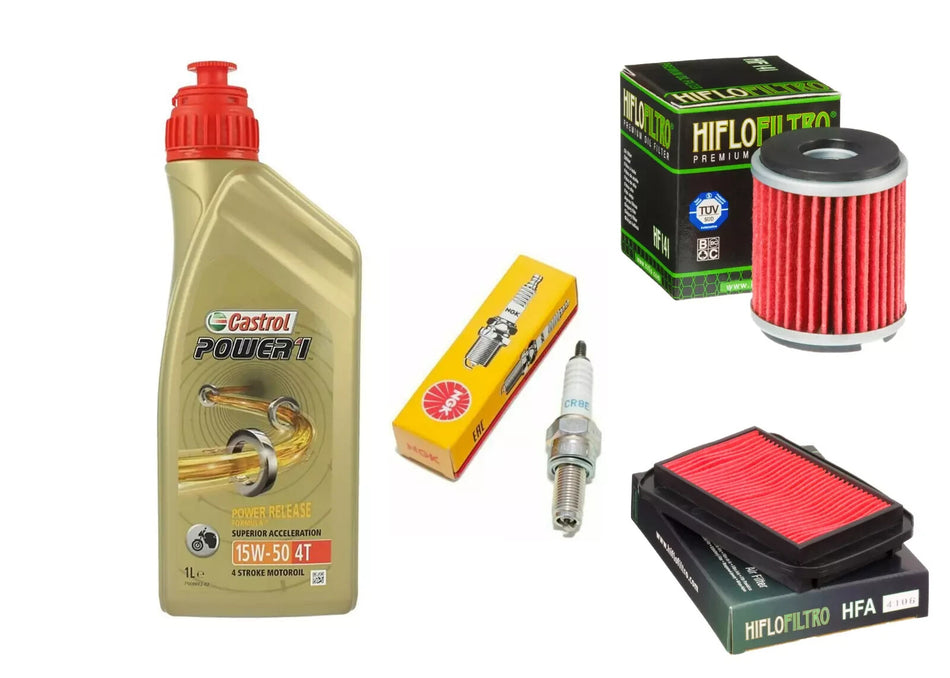 KIT/TAGLIANDO Yamaha YZF 125 R 2008 2013 CASTROL 15W50 FILTRO OLIO ARIA CANDELA
