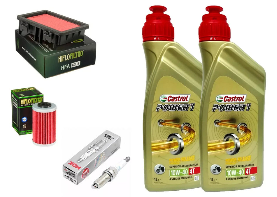 KIT/TAGLIANDO KTM 250 Duke 2017 2020 CASTROL 10W40 FILTRI HIFLO CANDELA NGK