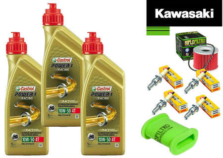 KIT TAGLIANDO KAWASAKI  ZX 600 88/00 CASTROL 10W50 RAC FILTRO OLIO ARIA CANDELE 
