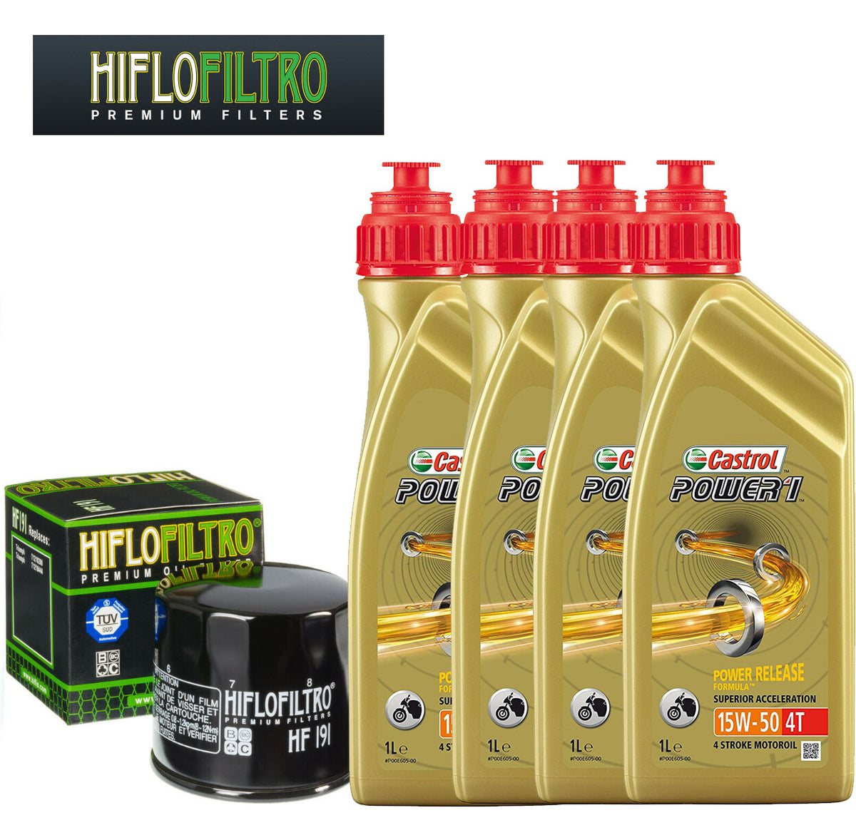 KIT TAGLIANDO CASTROL POWER 1 15W50 FILTRO OLIO TRIUMPH 955 SPRINT RS 2002/2004