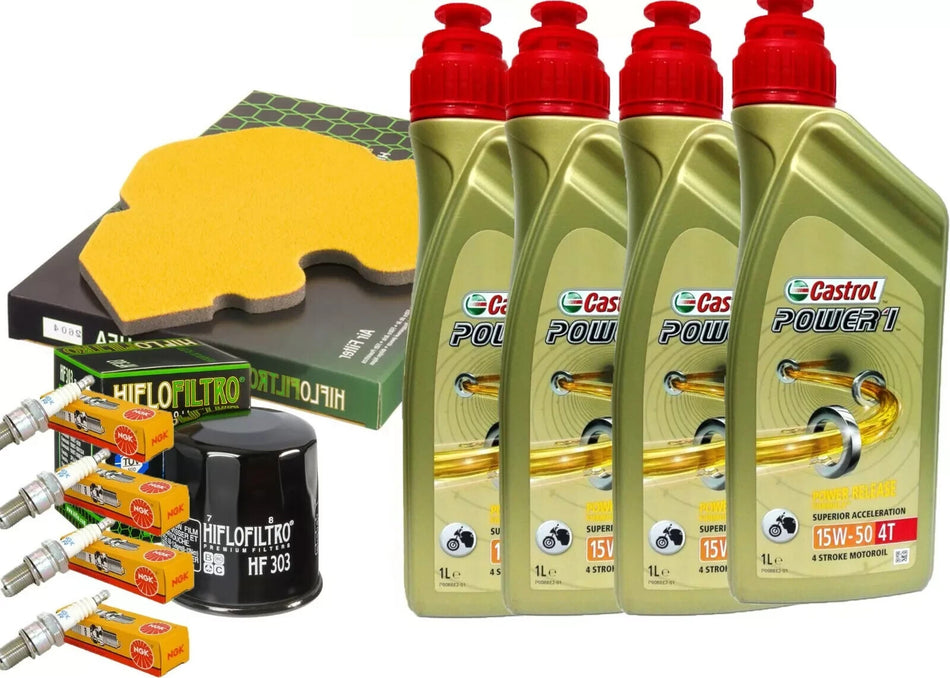 KIT/TAGLIANDO KAWASAKI ZX 600 2002 2004 CASTROL 15W50 FILTRO OLIO ARIA CANDELE