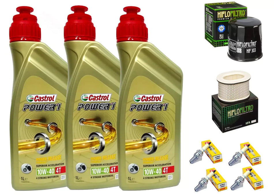 KIT/TAGLIANDO YAMAHA FZR 600 R 3L CASTROL POWER 1 10W40 FILTRO OLIO ARIA CANDELE