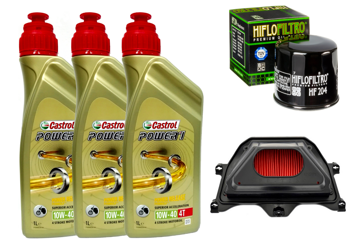 KIT TAGLIANDO YAMAHA YZF R6 600 2006 2007 CASTROL POWER 1 10W40 FILTRO OLIO ARIA