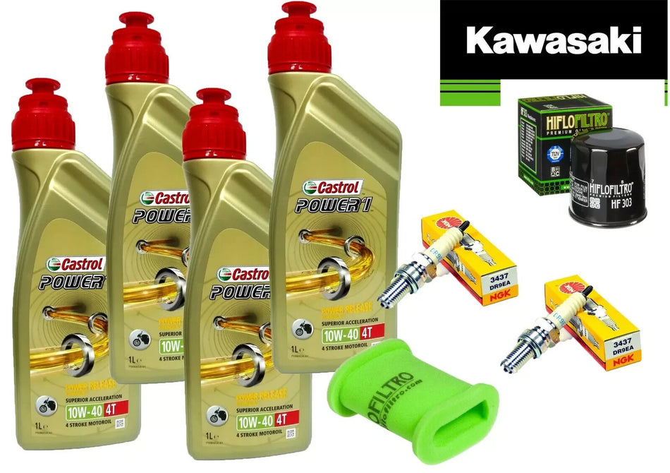 KIT/TAGLIANDO KAWASAKI KLE 500 1991/2006 CASTROL 10W40 FILTRO OLIO ARIA CANDELE