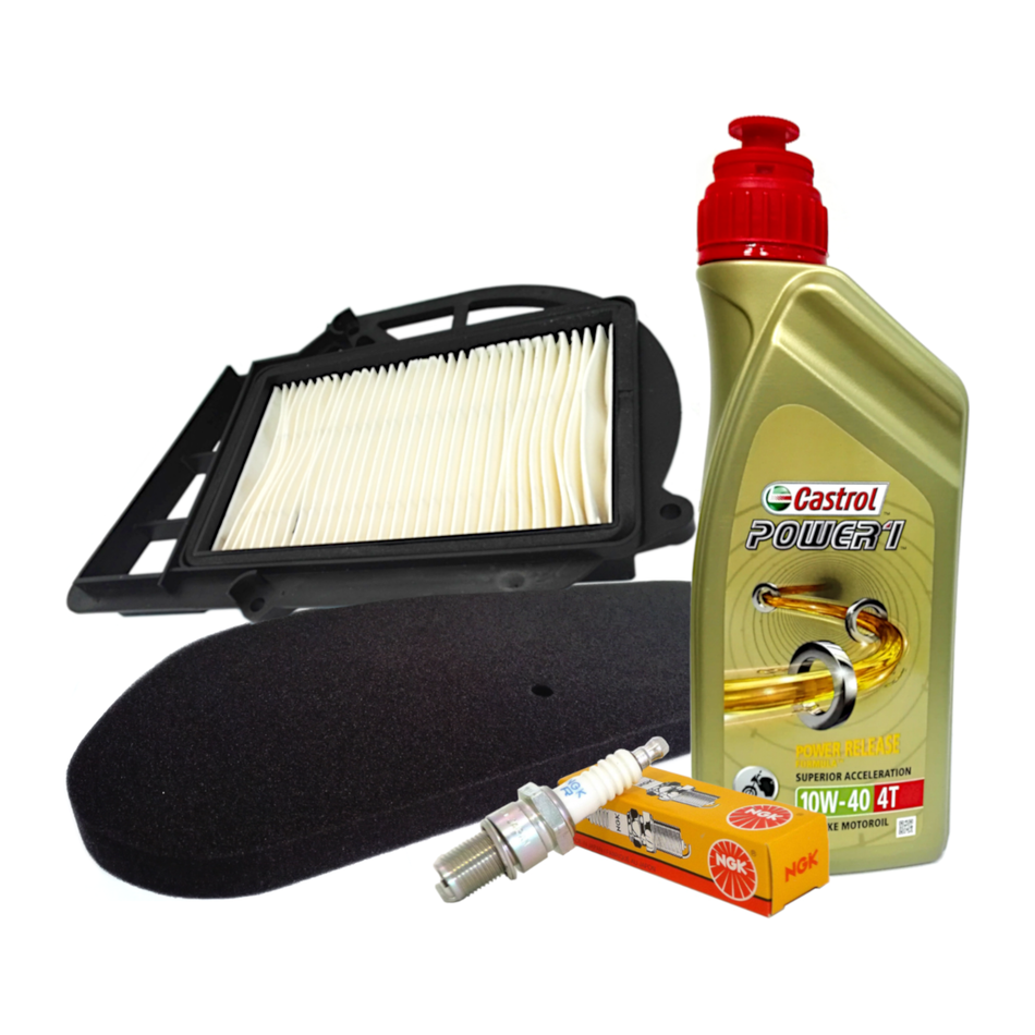 Kit tagliando Castrol 10W40 filtro aria variatore candela Kilibre Versity 300