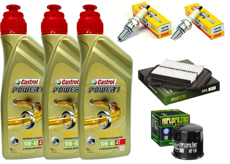 KIT/TAGLIANDO SUZUKI DL1000 V-STROM 02/10 CASTROL 10W40 FILTRO OLIO ARIA CANDELE