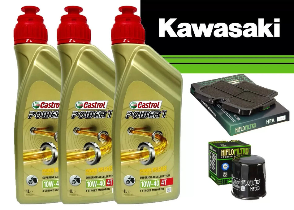 KIT TAGLIANDO KAWASAKI ER 6N 650 2009 AL 2012  FILTRO ARIA OLIO CASTROL 10W40