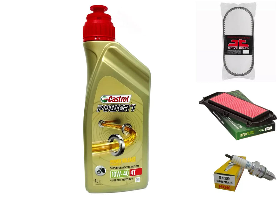 KIT/TAGLIANDO KYMCO XCITING 300 R CASTROL 10W40 FILTRO OLIO ARIA CANDELA CINGHIA