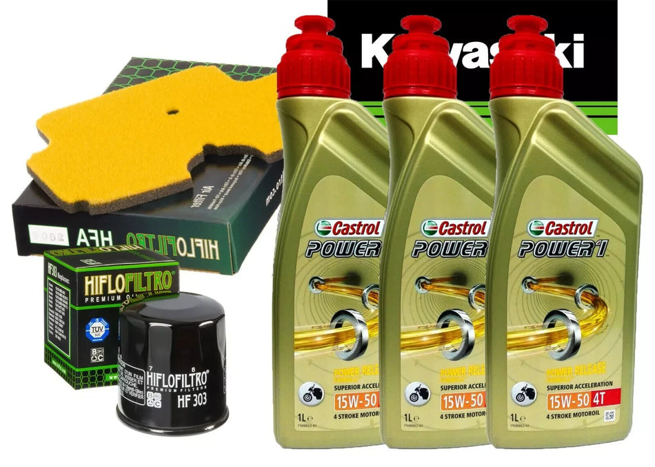 KIT/TAGLIANDO KAWASAKI KLE/VERSYS CITY 650 2011 CASTROL 15W50 FILTRO OLIO ARIA