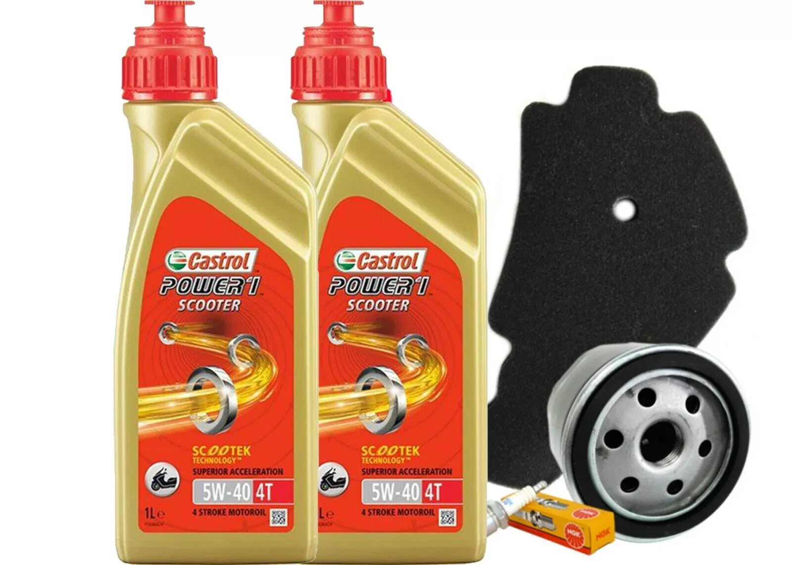 KIT Tagliando Aprilia Scarabeo Light 125 Castrol 5W40 filtro olio aria candela