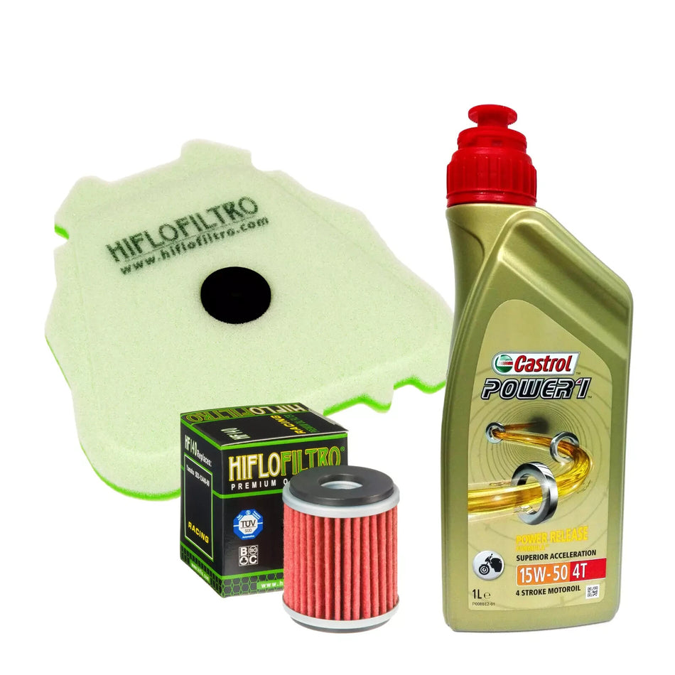 KIT/TAGLIANDO Yamaha YZ/450 F/J 2018 CASTROL POWER 1 15W50 FILTRO OLIO ARIA