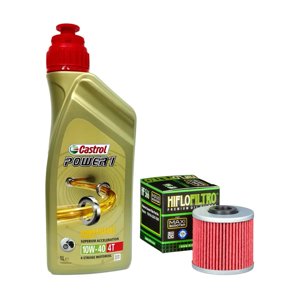 KYMCO PEOPLE GTI 125 DOWNTOWN200 KIT TAGLIANDO CASTROL POWER 1 10W40 FILTRO OLIO