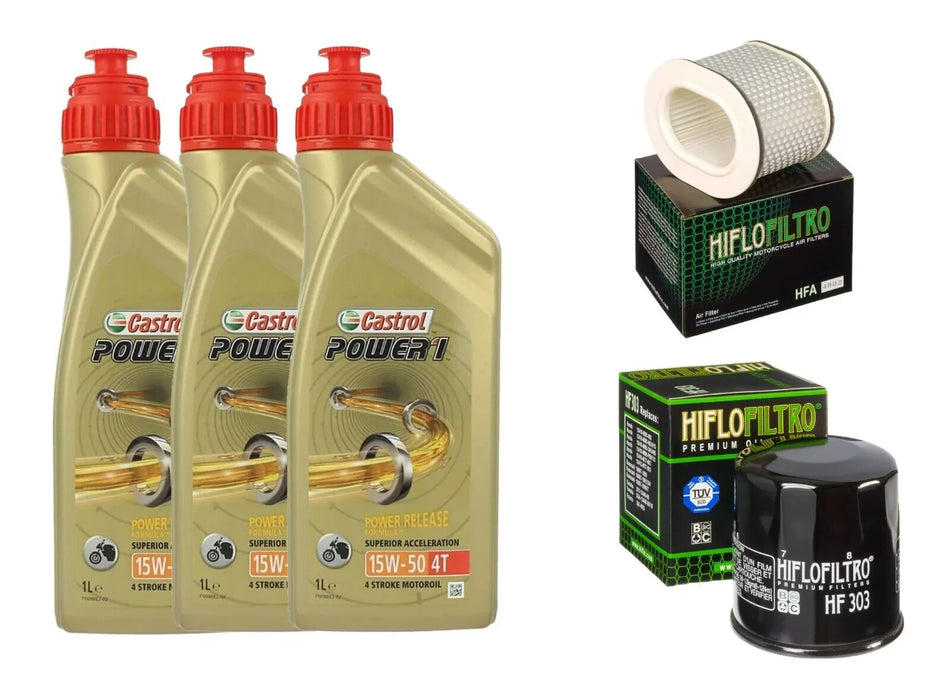 TAGLIANDO Yamaha YZF 1000 Thunder Ace 1996/2002 CASTROL 15W50 FILTRO OLIO ARIA