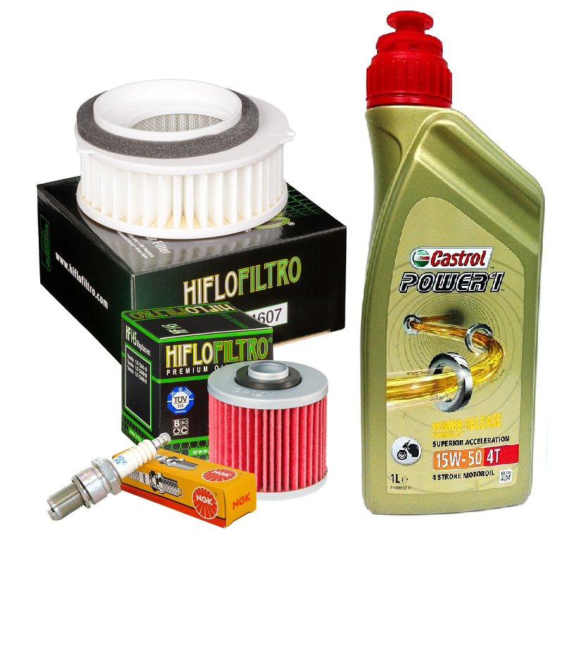 Tagliando Castrol 15W50 filtro olio aria candele Yamaha XVS 650 Drag Star 97 05